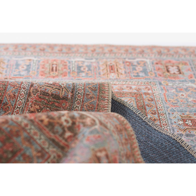 Tapis en cuivre et polyester Bungalow Rose Geetha 2 po x 3 po, Tapis de couloir 2 pi 3 po x 7 pi 6 po