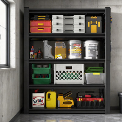 Étagère de rangement robuste à 5 niveaux avec panneau perforé 78 po H 78 po, unité industrielle en métal pour garages, entrepôts, bureaux, cuisines, chambres à coucher - P 18 po x l 47,2 po x H 78 po