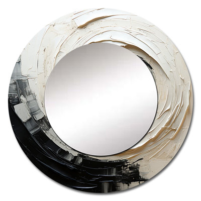 Minimalist Spiral - Abstract Spirals Mirror, Modern Round Decorative Wall Mirror, Printed Metal Art