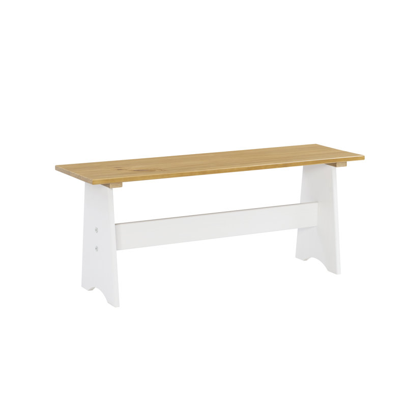 Banc en bois massif Belinda, Blanc / miel