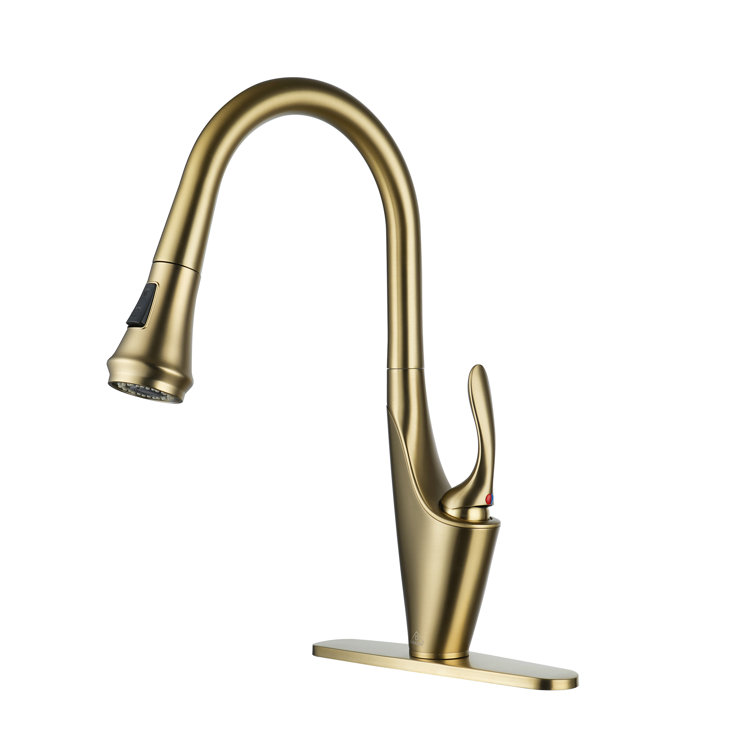 CASAINC 1.8 GPM Pull Down Kitchen Faucet with Deck Plate