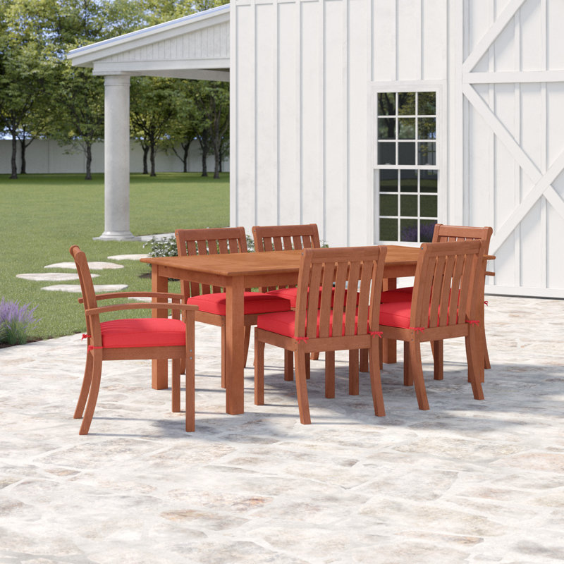 Ensemble repas 7 pièces avec coussins Anbritt, Rouge