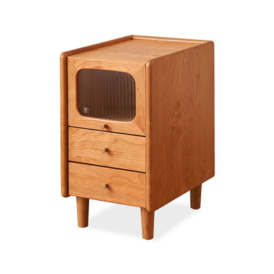Table de chevet couleur cerisier et bois massif + 3 tiroirs