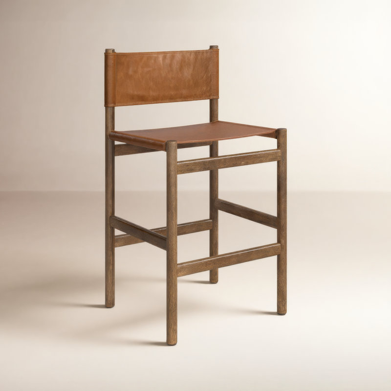 Matisse Leather Stool, Bar Stool (30.5" Seat Height), Butterscotch, Camel