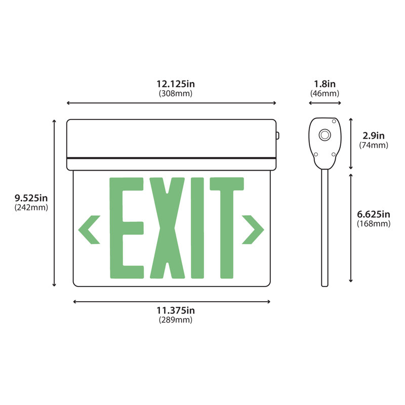 NICOR Lighting Thermoplastic Edge Lit LED Exit Sign, Green