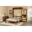 Lit double pleine grandeur en bois massif avec rotin Lit escamotable avec 1 tablette de rangement latérale, parfaite pour la chambre d'amis, pour la chambre à coucher, la chambre d'amis, le bureau personnel