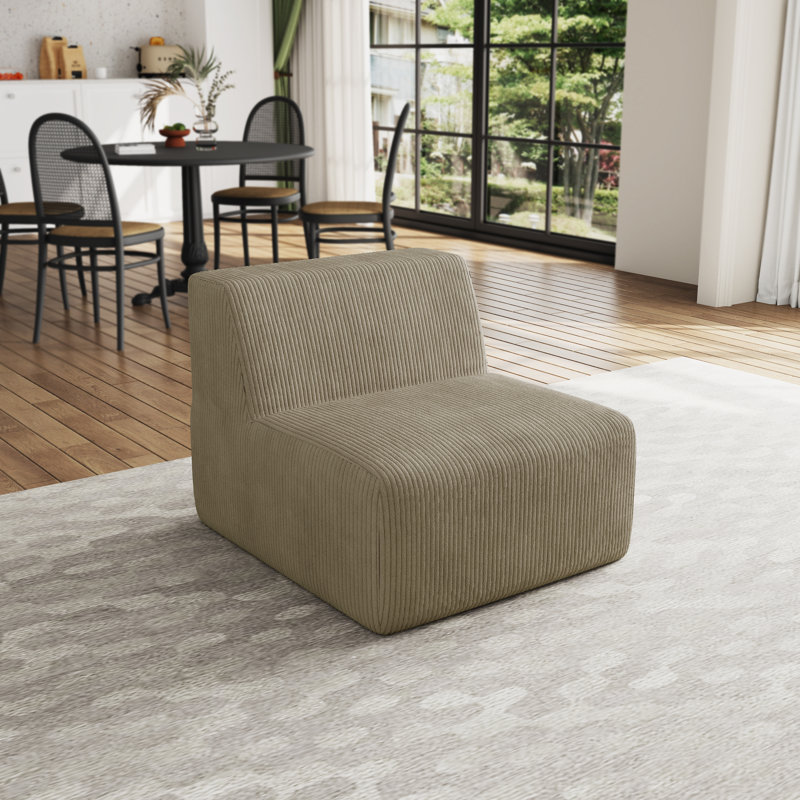 Berlare 87.9Cm Wide Armless Chair, Khaki