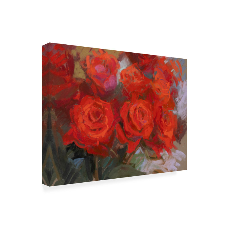 «Christine Debrosky Crimson Roses», art sur toile, H 35 po x l 47 po