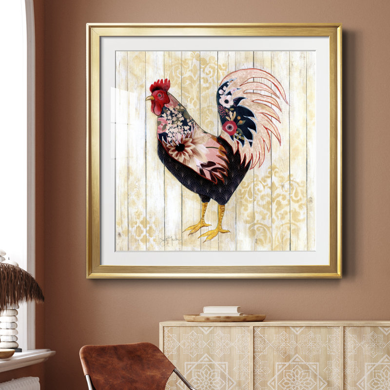 Pecking l'ordre II - impression de cadre photo, Encadrement doré, H 34,5 po x l 34,5 po x P 1,5 po