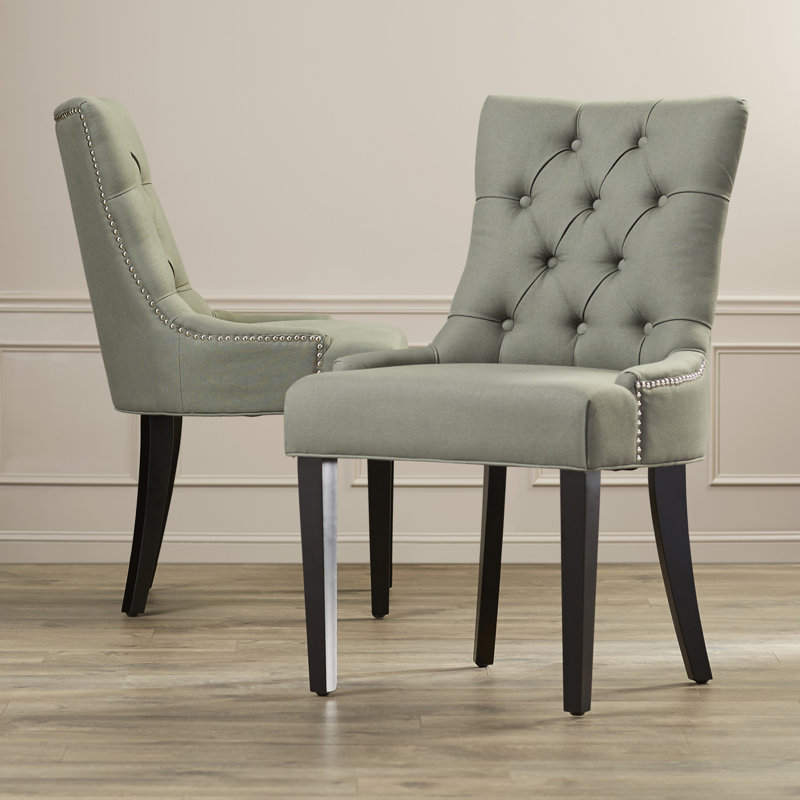 19.5'' H Upholstered Side Chair, Seamist, Espresso