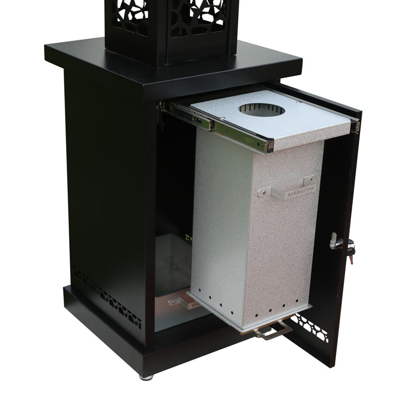 Matte Black Glass Tube Wood Pellet Patio Heater, 78" Tall