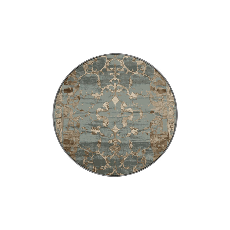 Tapis gris soyeux et moelleux, Rond 3 pi