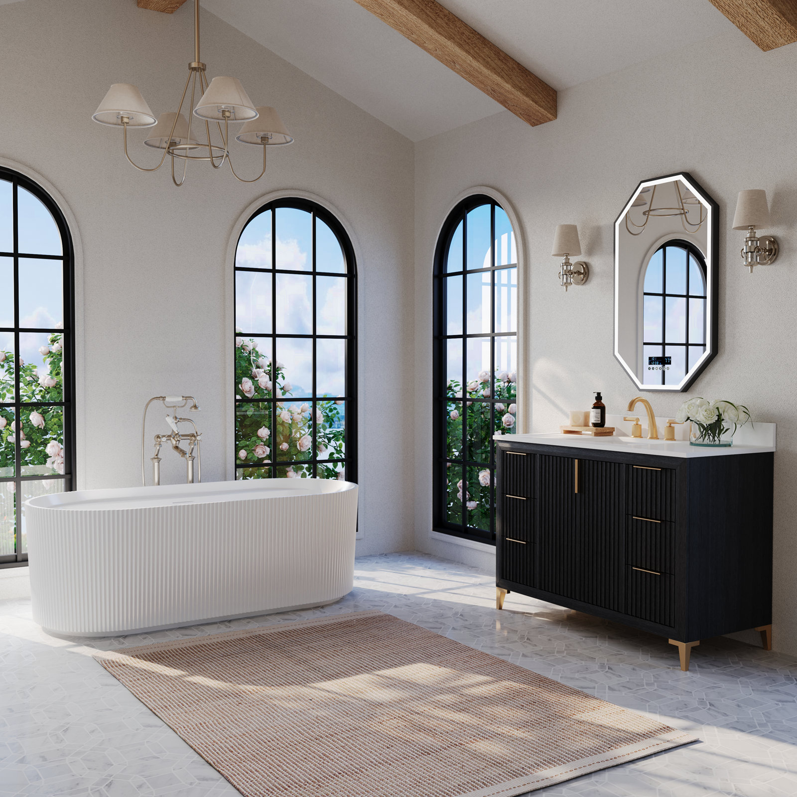 Turlington Oak Single Bathroom Vanity, Black Oak, 48"