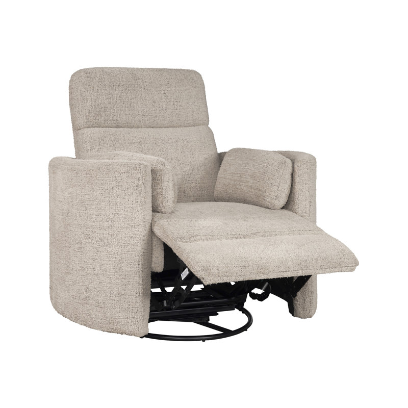 Bre 40" Upholstered Manual Swivel Glider Recliner with Round Arms, Brown