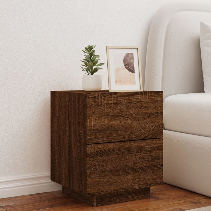 Briah 45cm W Bedside Table, Brown Oak, Individual