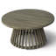 Table basse d'extérieur en bois d'acacia pour le patio, table basse ronde pour la cour arrière, pelouse, balcon, finition grise-2118320471