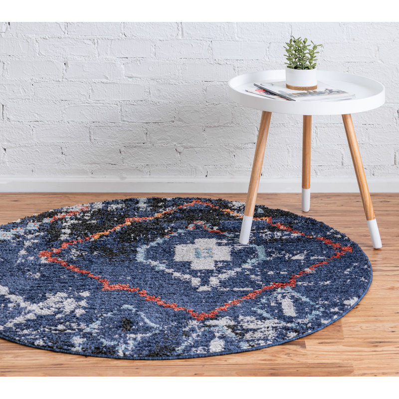 Geometric Indoor Rug, Round 7'