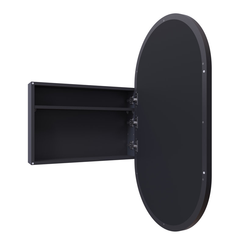 Recessed Framed 2 of Doors Medicine Cabinet with Adjustable Shelves, Black