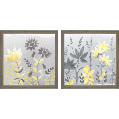 «Soft Nature» jaune et gris par Northern Lights, art encadré (ensemble de 2)