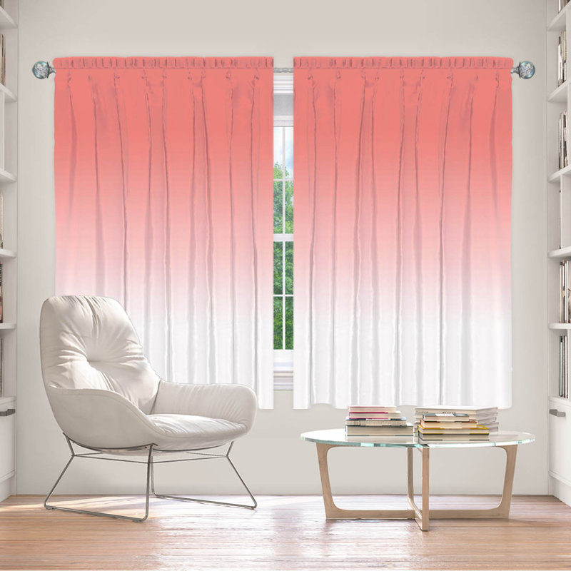 Vandela Room Darkening Curtain Pair, 40" W x 61" L, Pink/Peach/White