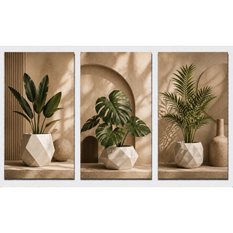 Très grand ensemble de 3 impressions sur toile de plantes tropicales, oiseau de paradis, art botanique de Monstera, impression sur toile 24 x 36 pouces - prêt à accrocher