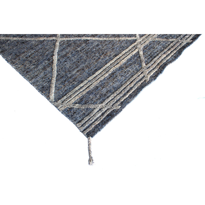 Tapis bleu marocain de haute qualité noué à la main, Rectangle 9 pi x 12 pi