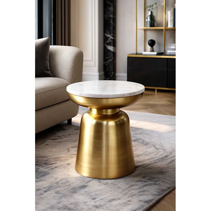 Gret & Cret Side Table Marble, Gold