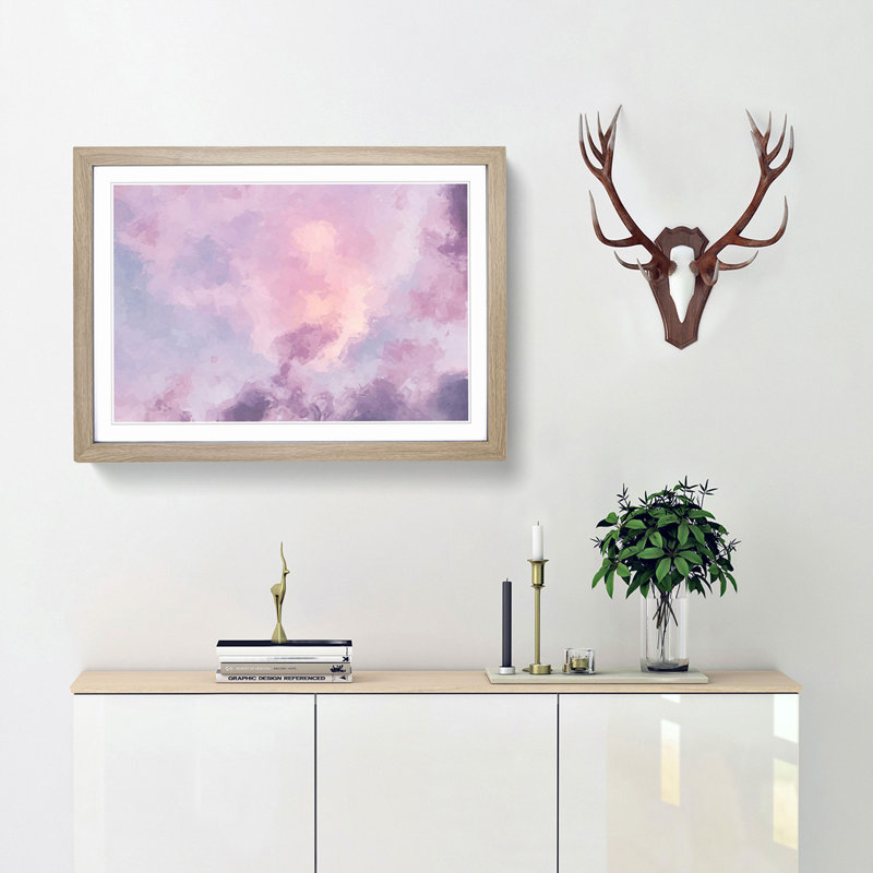 Cloud Mist In Abstract - Picture Frame Painting Print, 36cm H x 48cm W x 2cm D, Oak Framed