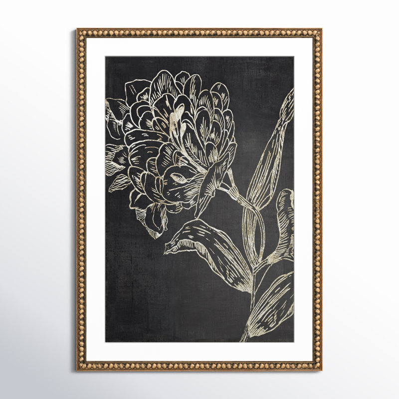 Clarendon Golden Flower Folklore II par Asia Jensen - cadre photo, H 42,5 po x l 30,5 po, Perlé dorée