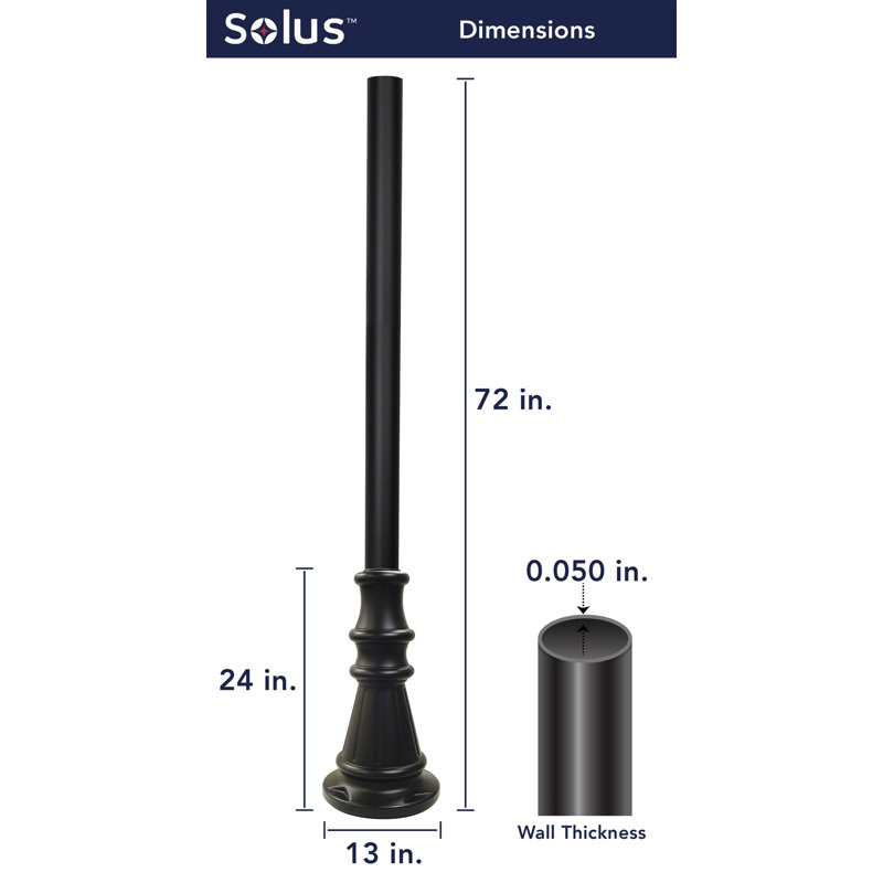 Solus 6ft. Surface Mount Lamp Post with Decorative Base Cover