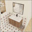 Meuble-lavabo mural 30 po avec lavabo combiné, meuble-lavabo flottant en ébène brun, portes à fermeture en douceur, conception moderne pour les petites et moyennes salles de bain