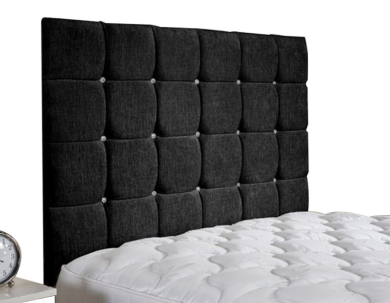 Upholstered Headboard, Black, Super King (6'), Naples Velvet