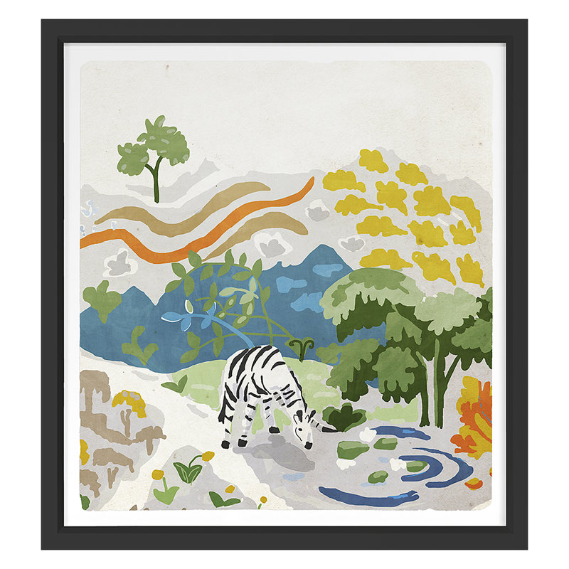 Zebra Water Print by Dana Gibson, 36" H x 34" W , Black