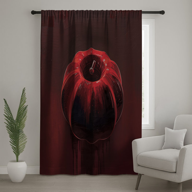 Rideaux de fenêtre rouge en citrouille métallique, voilages et rideaux occultant - 1 panneau, 50 po x 92 po - 1 panneau