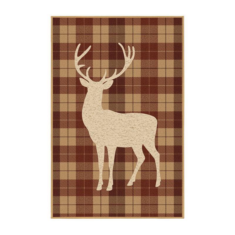 Soft Plush Findley Christmas Modern & Contemporary Abstract Area Rug in Brown – LightBrown Binding, 2x5