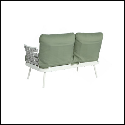 Mariano Steel Loveseat And Table, Off White+Green