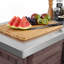 Armoire décorative avec plateau en acier inoxydable, îlot de cuisine extérieur avec table de barbecue pliable
