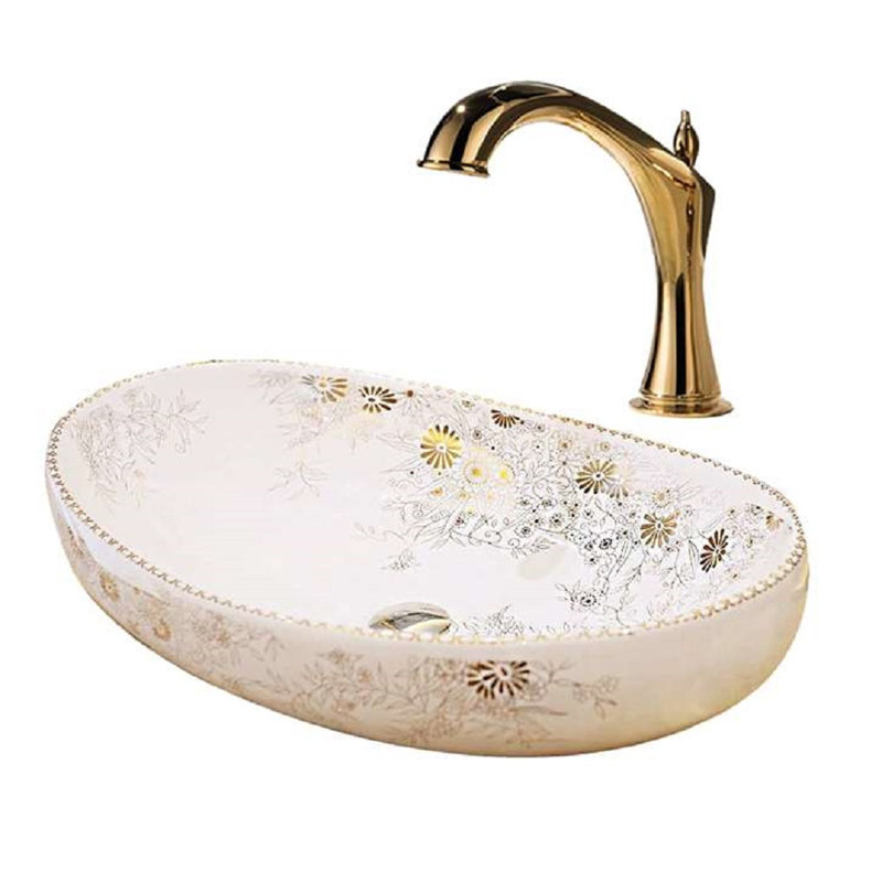 Fontana Vessel Sink and Gold Touchless Motion Sensor Faucet Combo
