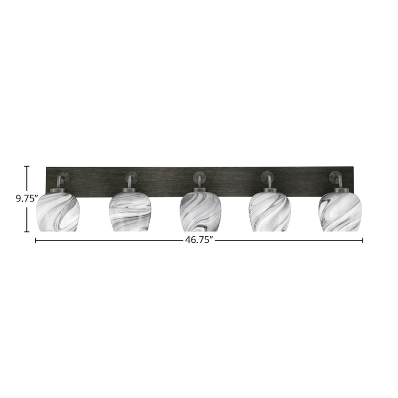 Barre d'éclairage de salle de bain 5 lumières Oxbridge, Graphite / gris vieilli