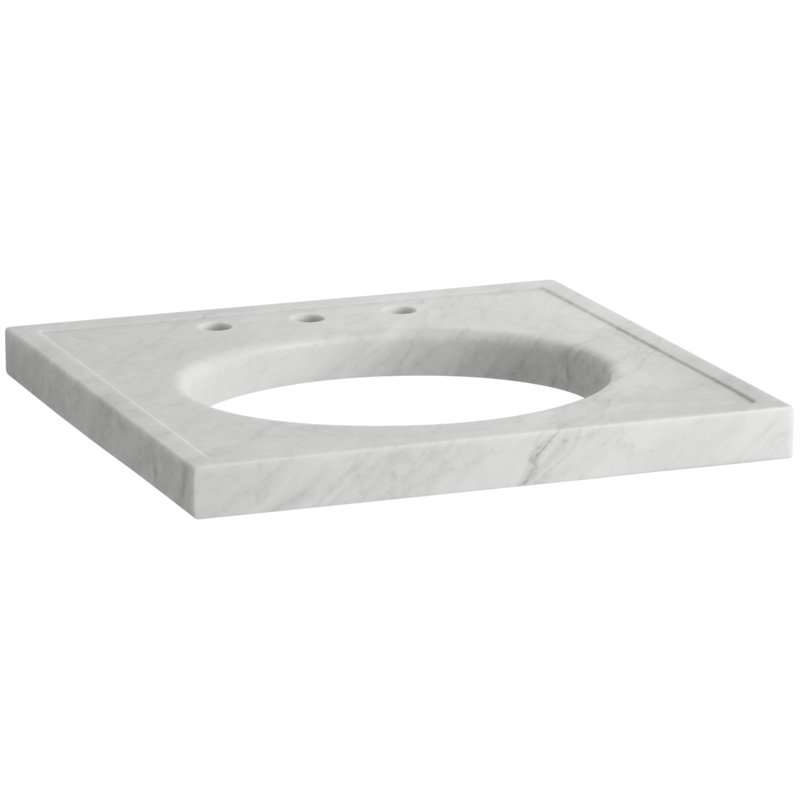Kathryn 24" W Bathroom Vanity, White Carrara Marble, Vibrant Brushed Nickel