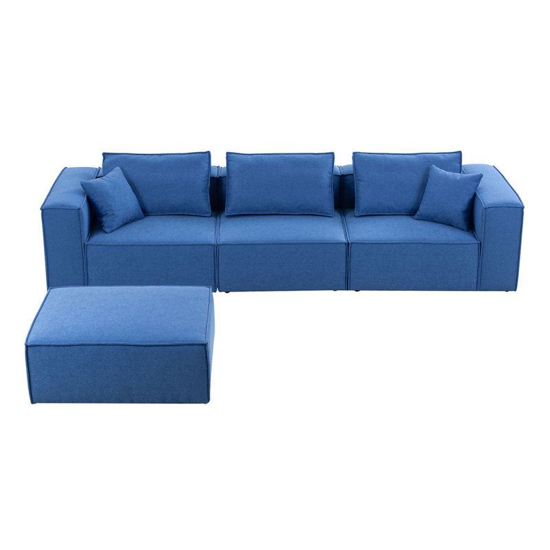 Canapé modulaire rembourré 4 pièces Modern Sofa, Bleu