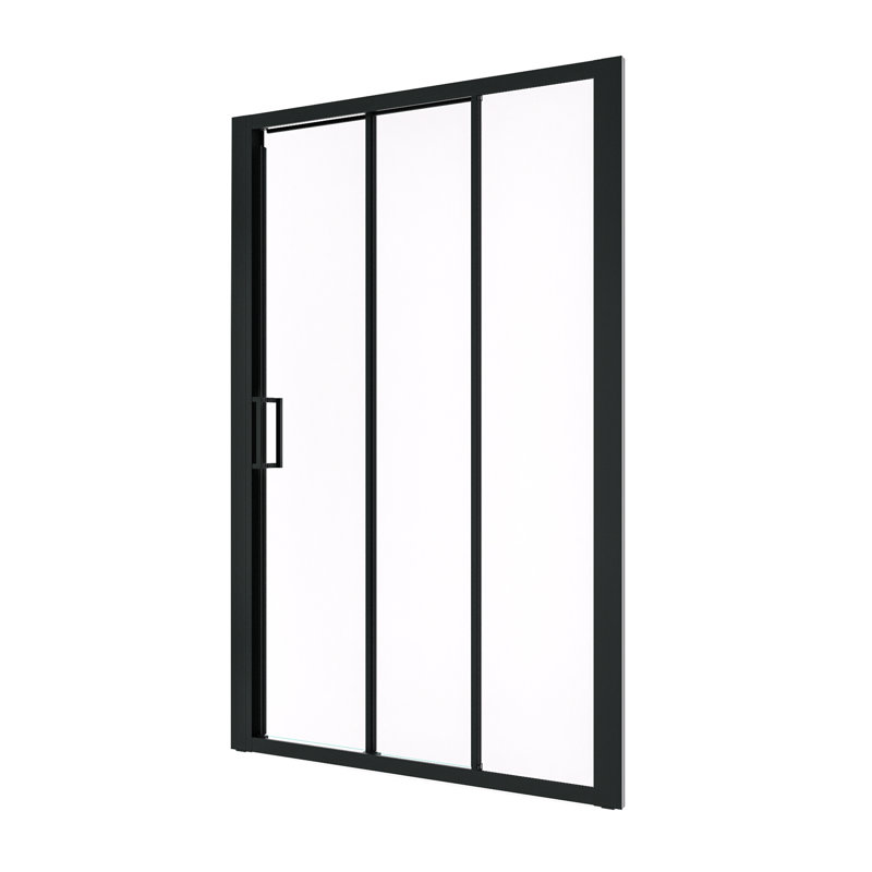 70" Matte Black Aluminum and Glass Sliding Shower Door