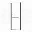 Porte de douche pivotante sans cadre, noir mat, de 68,5 à 71 cm de large, hauteur de 183 cm, en verre trempé transparent.
