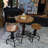 Anguel Pine Round Solid Wood Top Metal Base Dining Table-1969342846