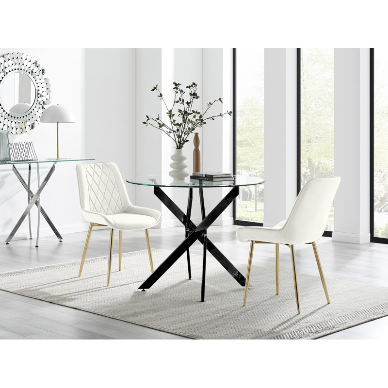 Bernell 2 - Person Dining Set, Cream/Gold