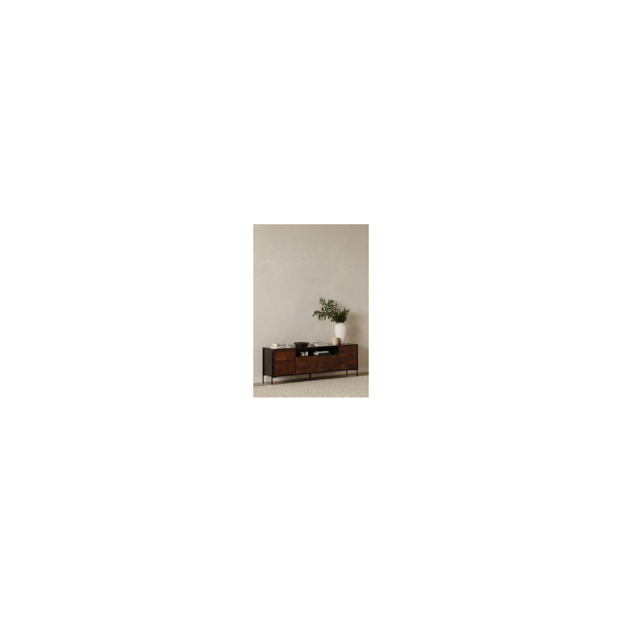 Samia 76'' Media Console, Light Brown/Espresso/Black