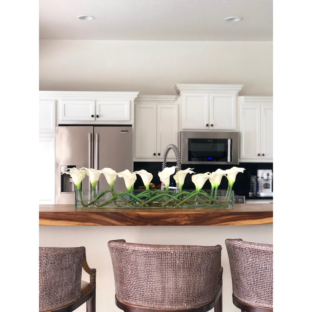 Casa Moderna glass plate planter with mango calla lilies CFA Design Group Flower 