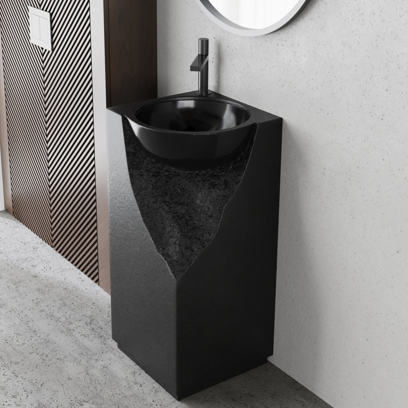 Lavabo de salle de bain 34 po, Noir