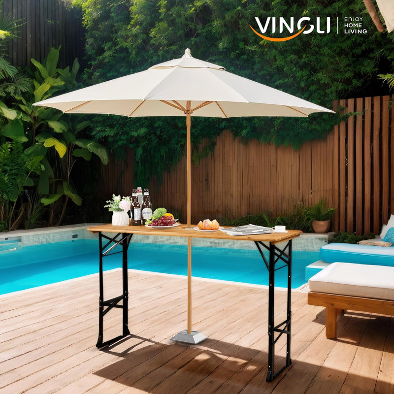 Table de camping pliante en bois 67 po