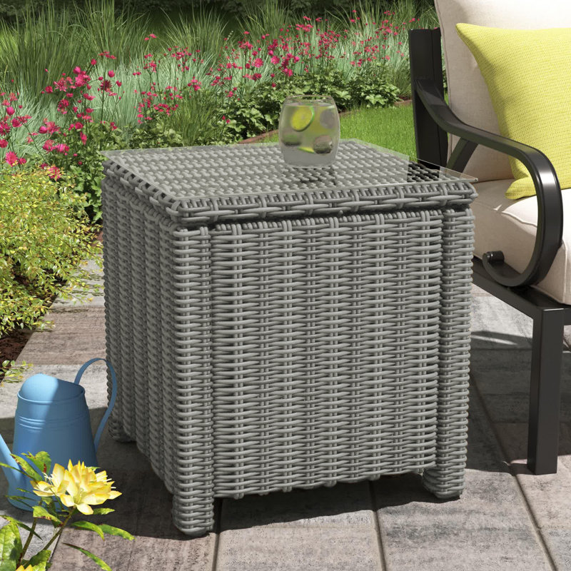 Munguia Square Outdoor Side Table , 20'' in. W 20'' in. D, Gray